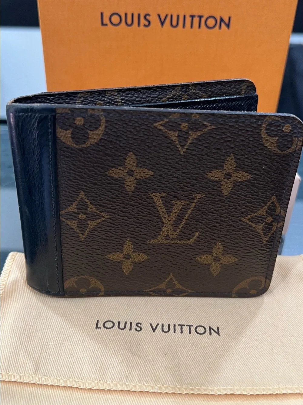 Louis Vuitton Brown Monogram Gaspar Mascassar Wallet with Black Trim